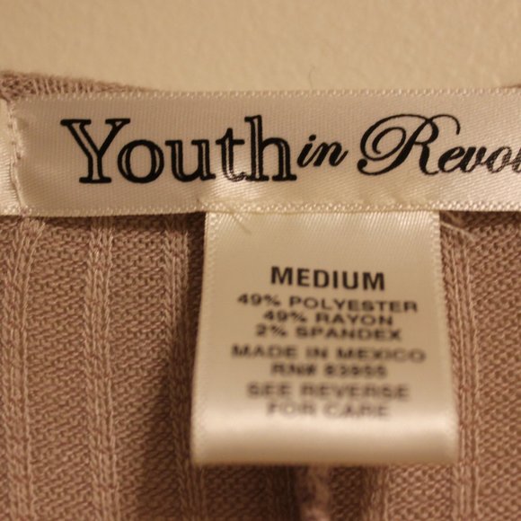 Youth in Revolt Beige Pink Open Ribbed Cardigan - Picture 4 of 6